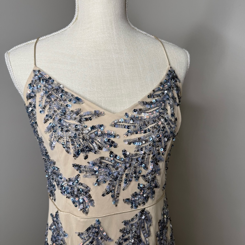 Gianni Bini nude Gown Sequin mesh overlay prom wedding guest mother of bride - Picture 2 of 11